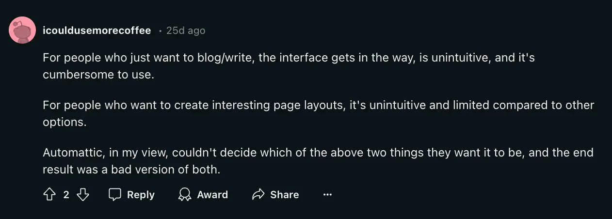 ความคิดเห็นของ Gutenberg เกี่ยวกับการใช้งานที่แย่มาก 7