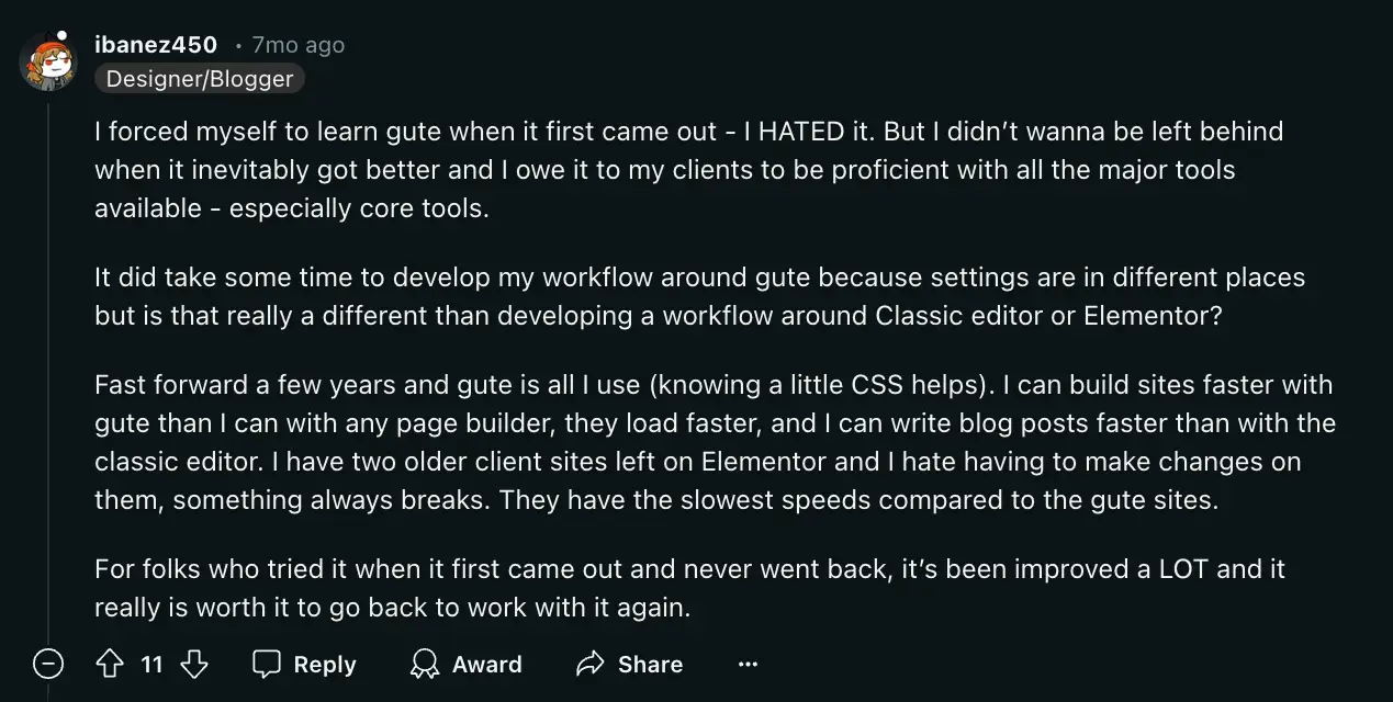 ความคิดเห็นของ Gutenberg กับผู้สร้างเพจ 4