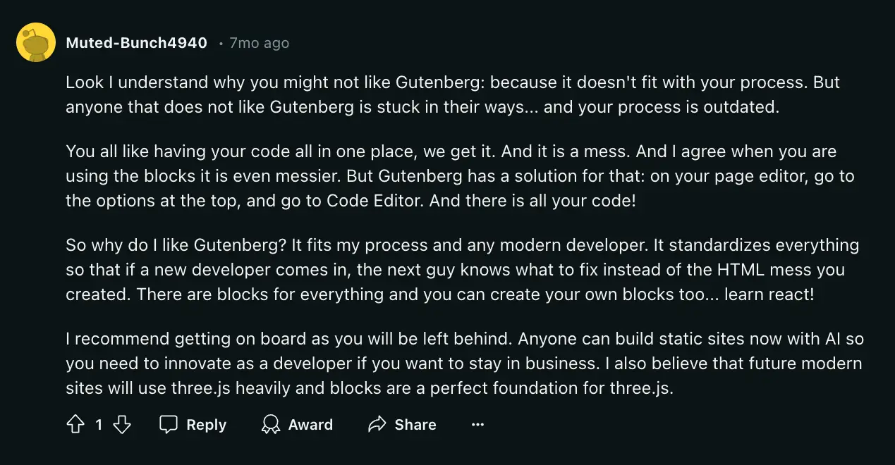 ความคิดเห็นของ Gutenberg เกี่ยวกับการปรับปรุง