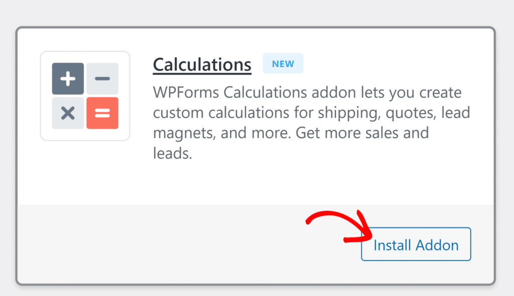 Instalar complemento de cálculos - WPForms Install calculations addon