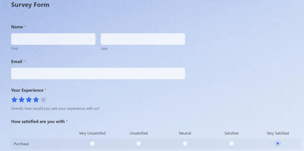 Templat Formulir Survei - WPForms Survey form template form