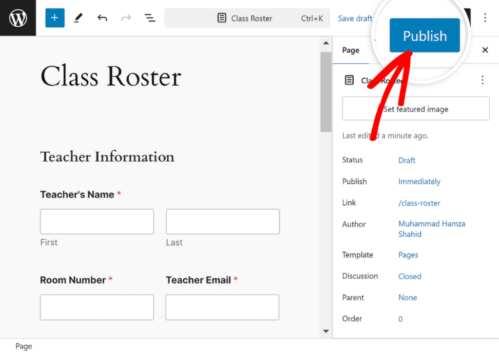 Publicare formular - WPForms publish form