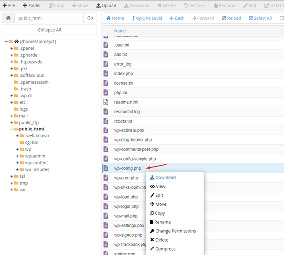 كيفية إيقاف WordPress من الكتابة فوق ملف .htaccess؟ 8 Opening Wp-config.php file