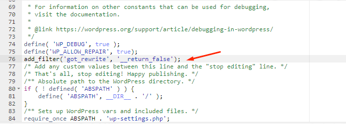 كيفية إيقاف WordPress من الكتابة فوق ملف .htaccess؟ 9 Inserting code in the Wp-config.php file to stop WordPress from overwriting the .htaccess file