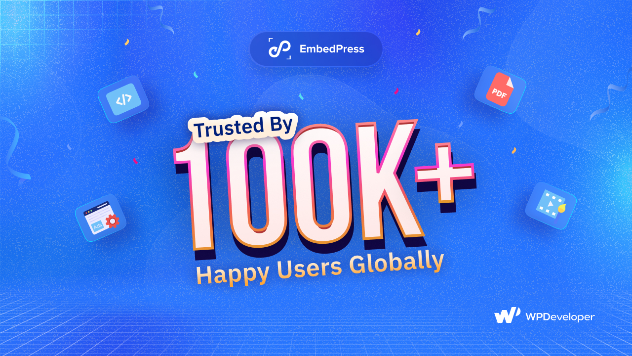 100 tys. aktywnych użytkowników EmbedPress 100K Active Users of EmbedPress