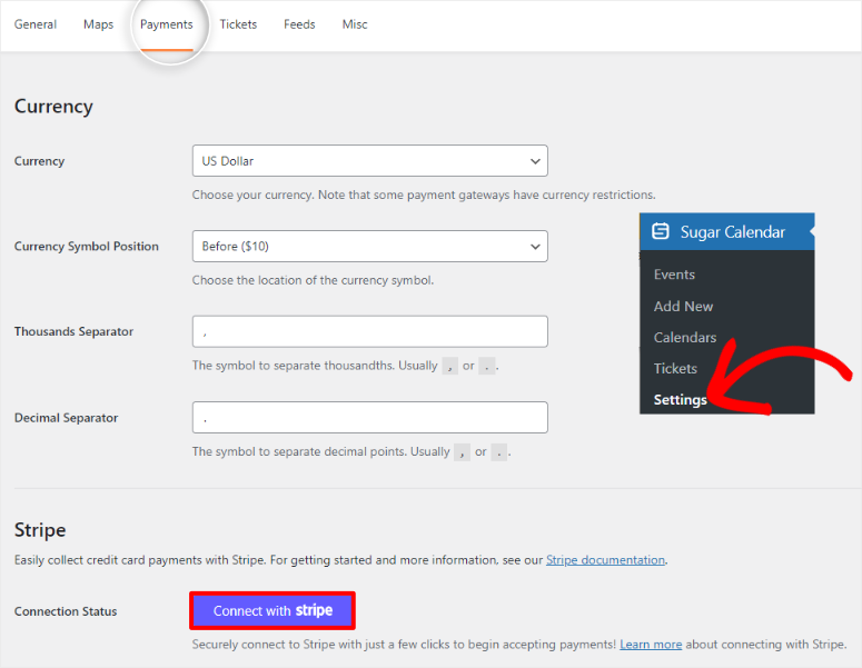 connessione-pagamento-calendario-zucchero - IsItWP - Rilevatore di temi WordPress gratuito sugar calendar payment connection
