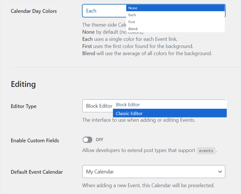 tipo-editor-calendario-zucchero - IsItWP - Rilevatore di temi WordPress gratuito sugar calendar editor type