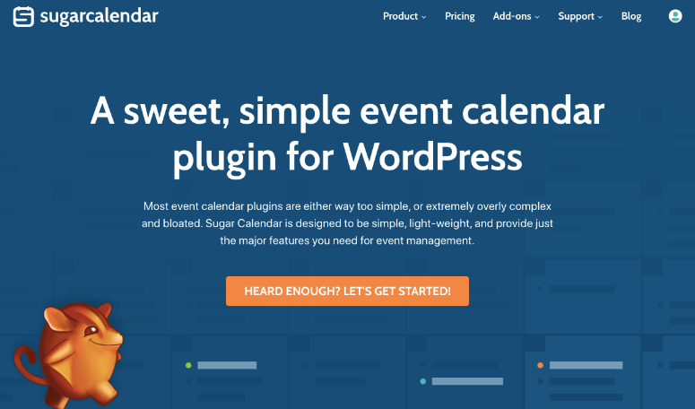 Home page del calendario dello zucchero - IsItWP - Rilevatore di temi WordPress gratuito sugar calendar homepage