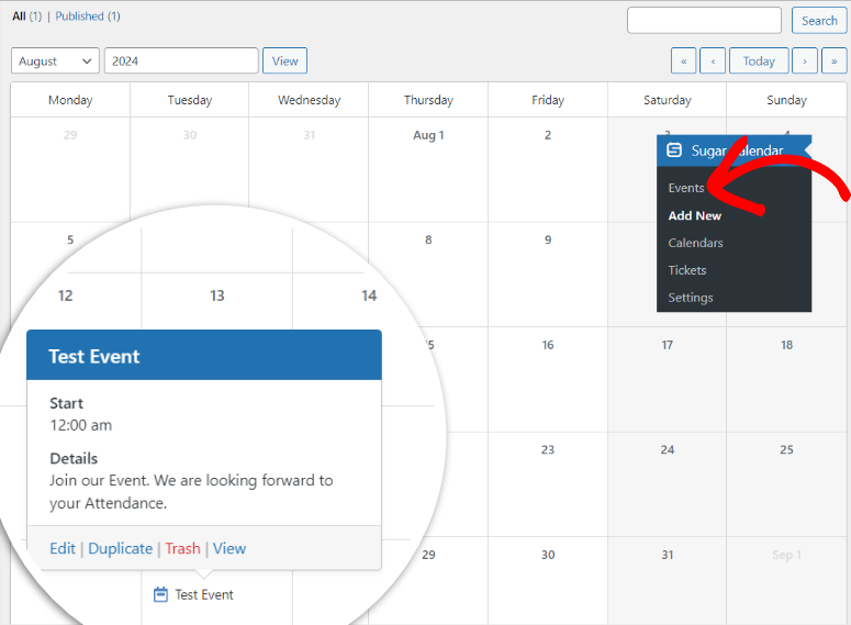 sugar-calendar-event-calendar-sample - IsItWP - Rilevatore di temi WordPress gratuito sugar calendar event calendar sample