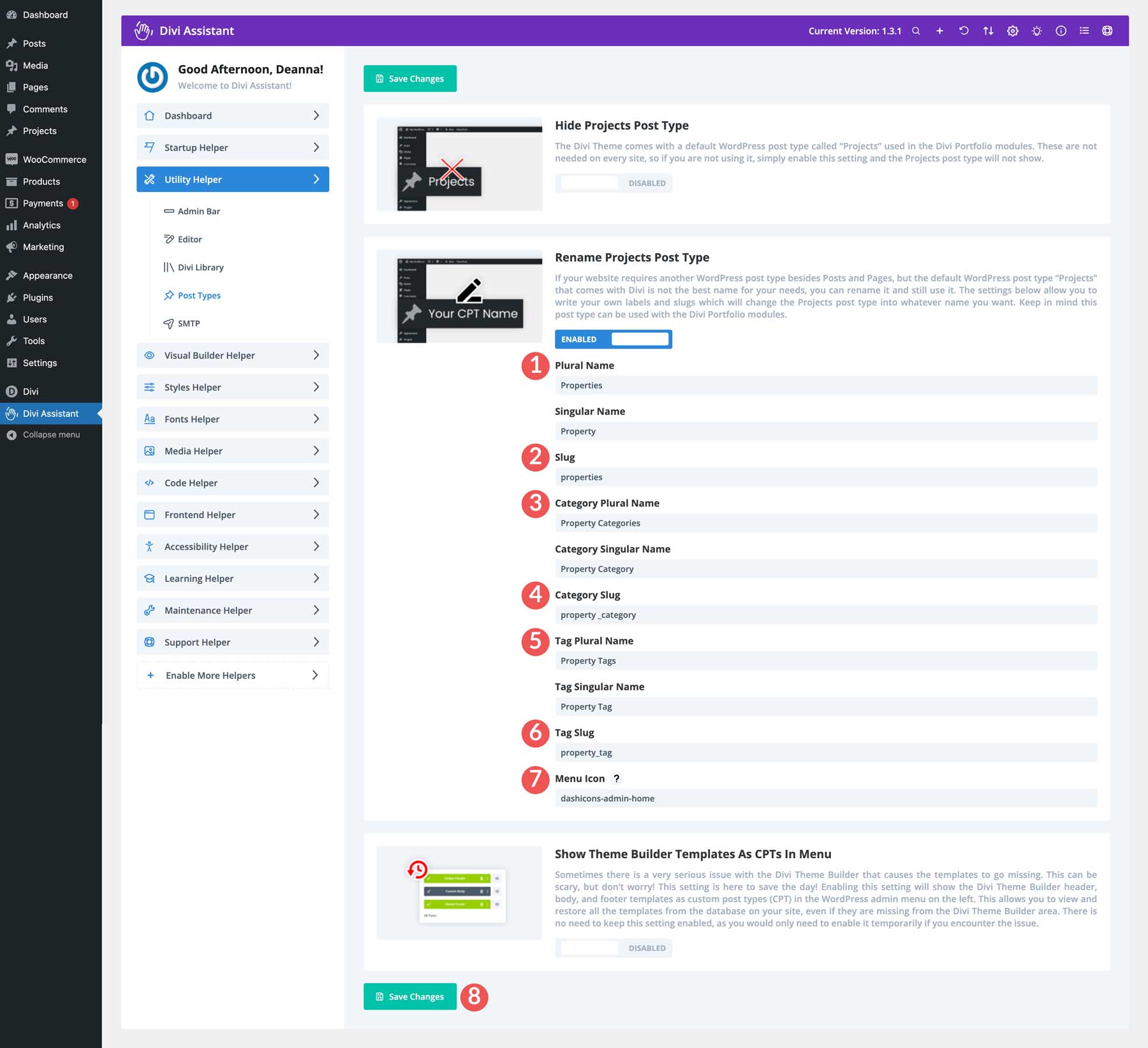 Divi Assistant 게시물 유형
