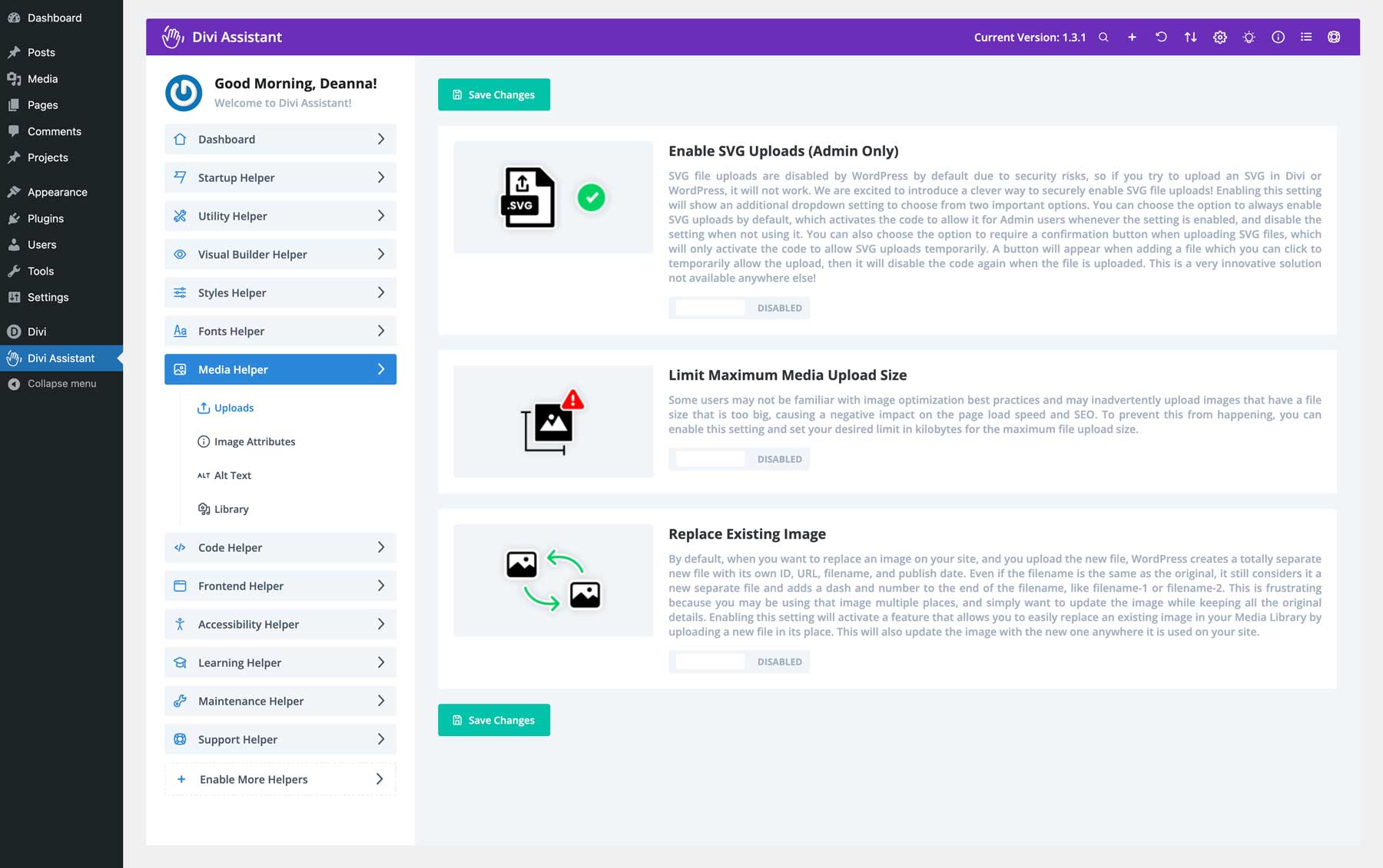 Divi Assistant 미디어 도우미