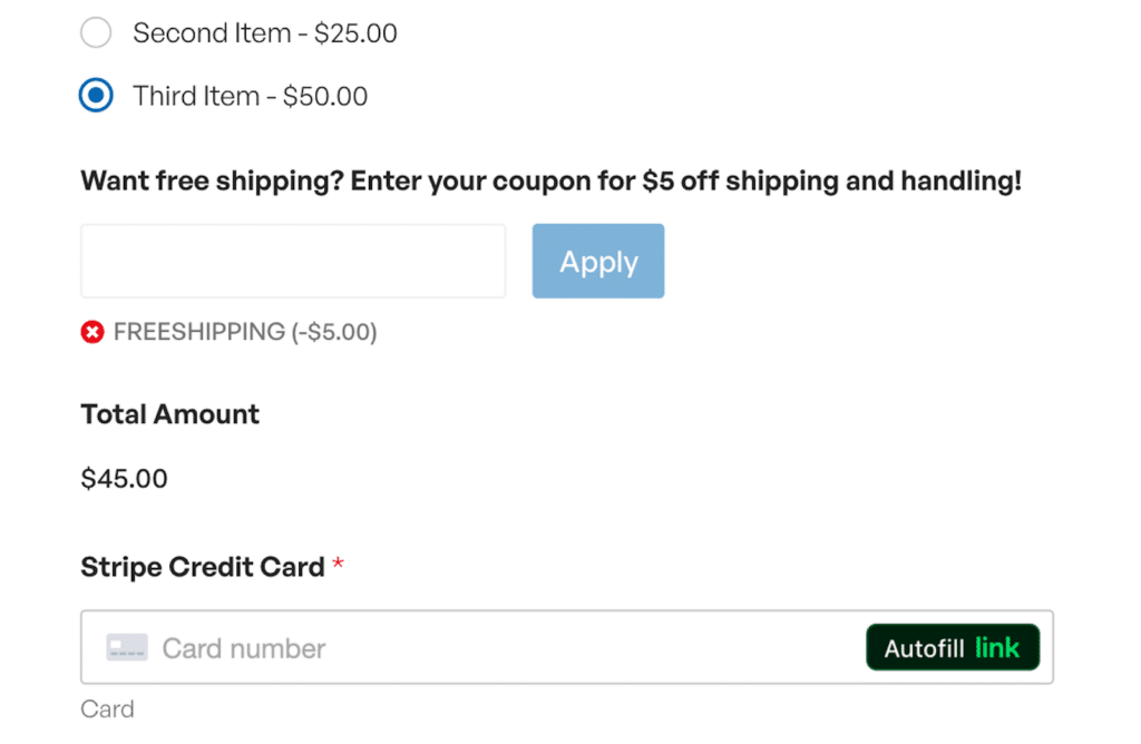 FreeShipping_Coupon - WPForms Applying a free shipping coupon