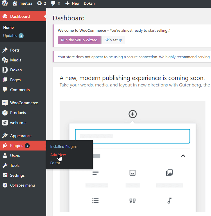 Modulo RSVP in WordPress: aggiunta di moduli Web This is a screenshot of adding weforms- rsvp form in wordpress