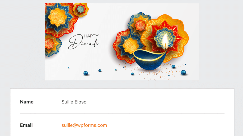 Diwali_Header - WPForms Using Diwali themes in the confirmation message