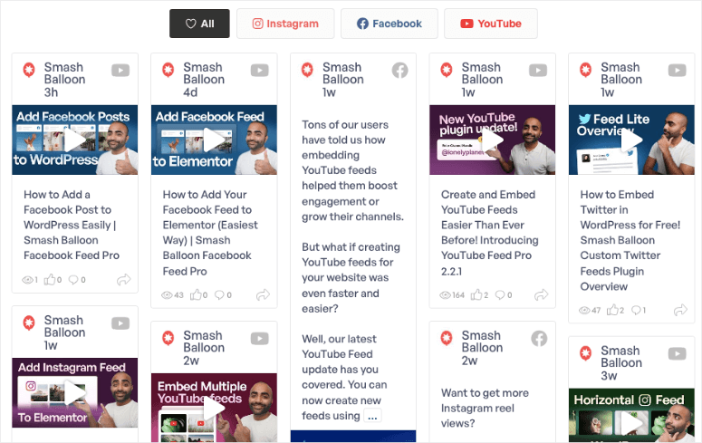 Dinding sosial Smash Balloon - IsItWP - Detektor Tema WordPress Gratis Smash Balloon social wall