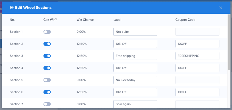 mengedit irisan roda kupon - IsItWP - Detektor Tema WordPress Gratis editing coupon wheel slices