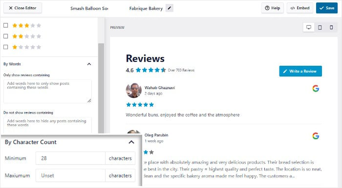 opsi filter-menurut-penghitungan karakter - IsItWP - Detektor Tema WordPress Gratis filter by character count option