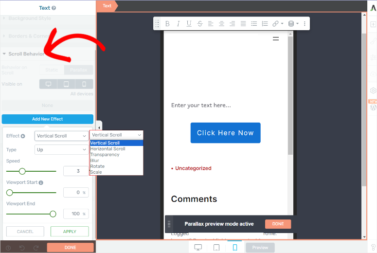 berkembang-arsitek-scroll-behavior - IsItWP - Detektor Tema WordPress Gratis thrive architect scroll behavior