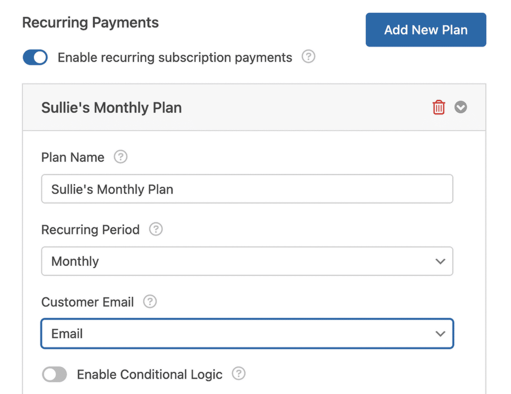 반복 결제 - WPForms recurring payments