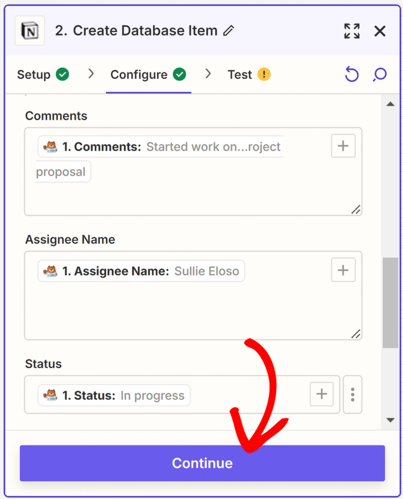 متابعة إعداد الفكرة - WPForms continue notion setup