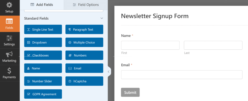 Newsletter-Anmeldeformular geladen – WPForms Newsletter signup form loaded
