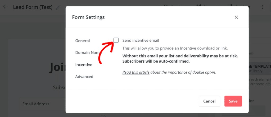 Deaktivieren Sie Incentive-E-Mails in ConvertKit – WPForms Disable incentive email in ConvertKit