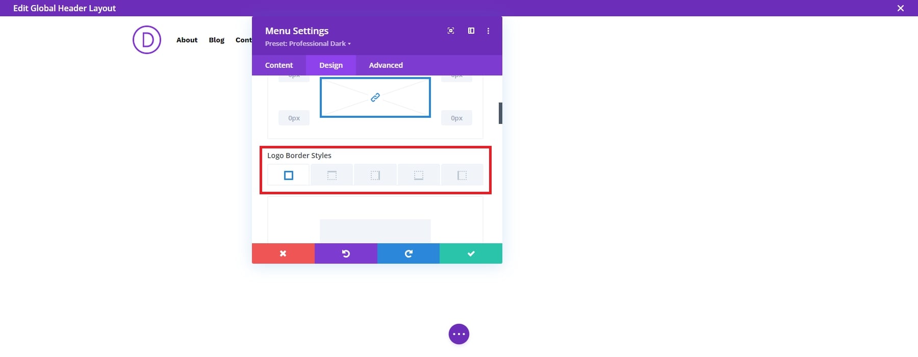 divi logosu kenarlık stilleri