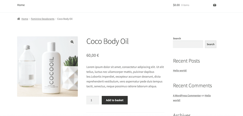 Página do produto lançada em poucos minutos - Fonte: Nosso site WooCommerce