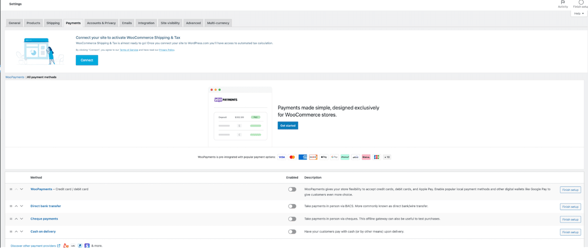 Guia Pagamentos - Fonte: painel WooCommerce