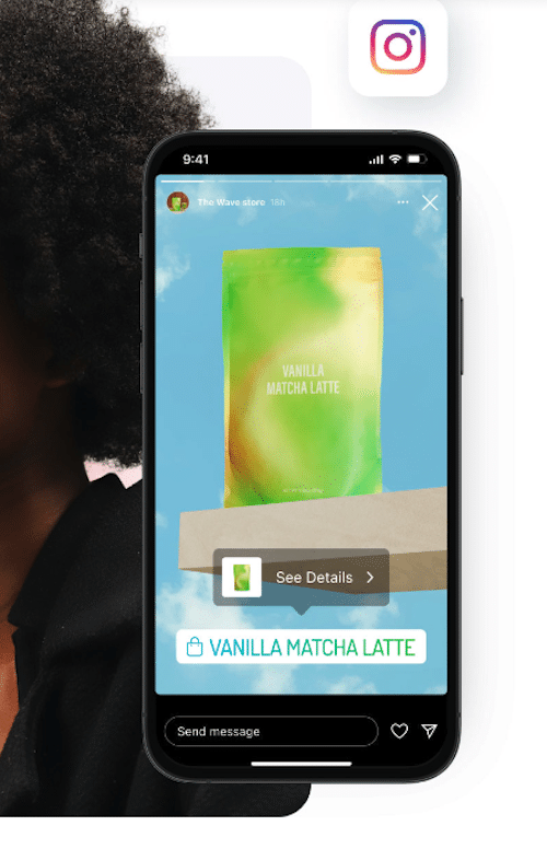Qual é a aparência do carrinho de compras Ecwid no Instagram - Fonte: Ecwid