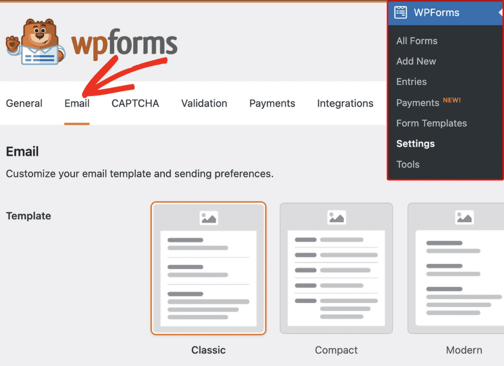 Pengaturan Email WPForms - WPForms email settings wpforms