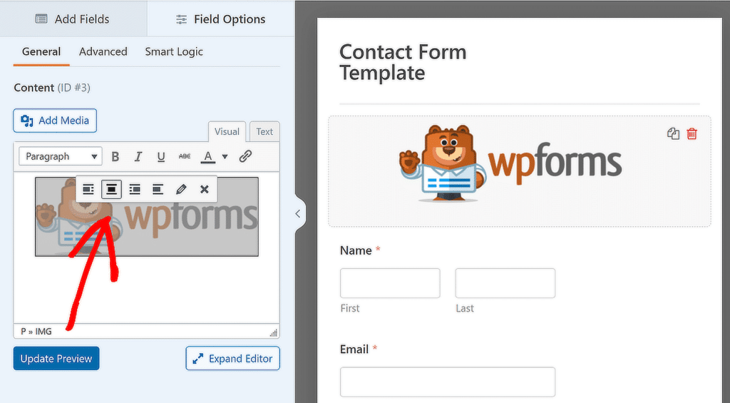 Pratinjau Logo - WPForms preview logo in form