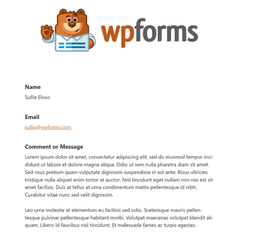 Pratinjau Email - WPForms email preview