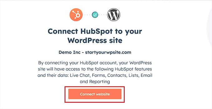 كيفية إضافة Chatbot إلى موقع WordPress (مجاني) 5 Connect HubSpot to Your Website