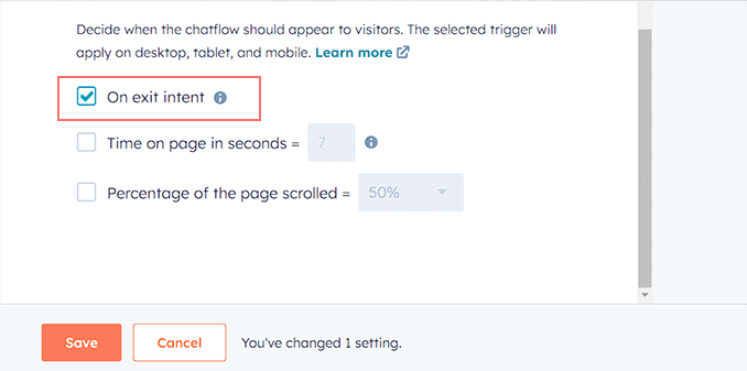 كيفية إضافة Chatbot إلى موقع WordPress (مجاني) 14 Decide when the chat flow should appear to visitors