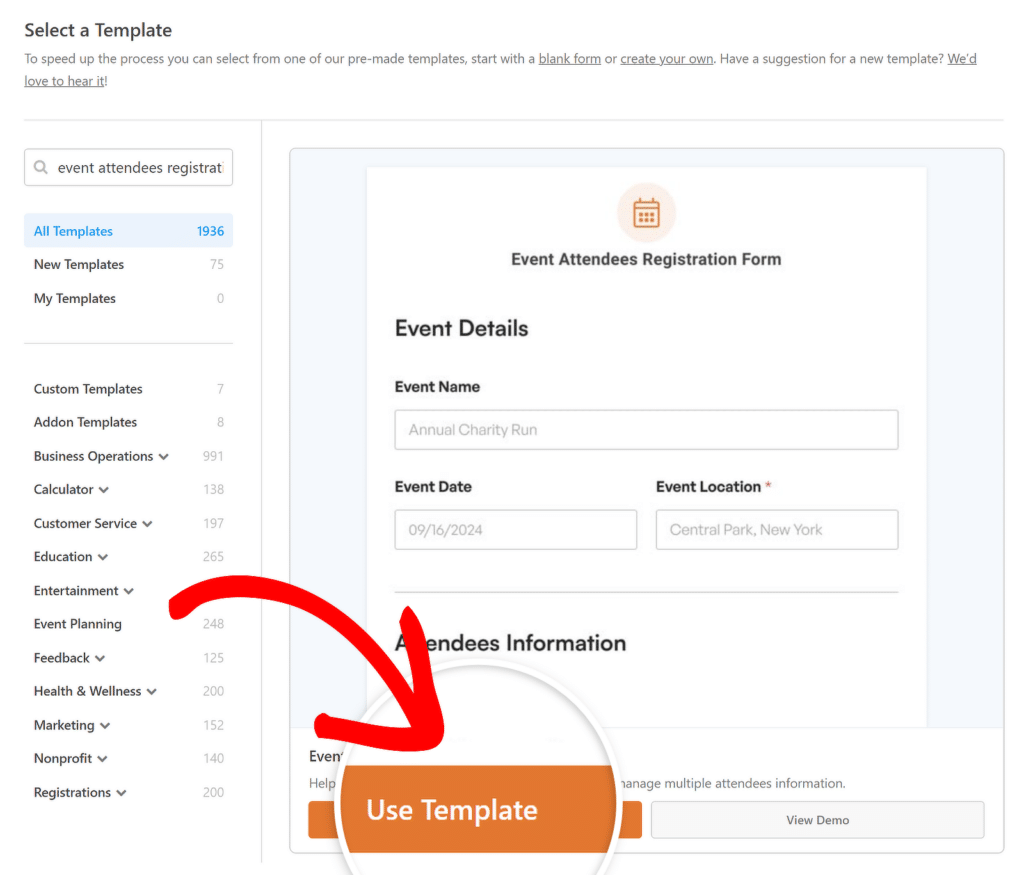 Şablonu Kullan - WPForms use repeater field template