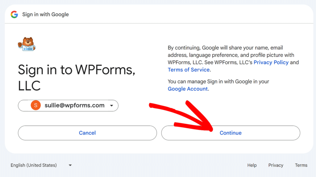 Google Devam - WPForms google continue