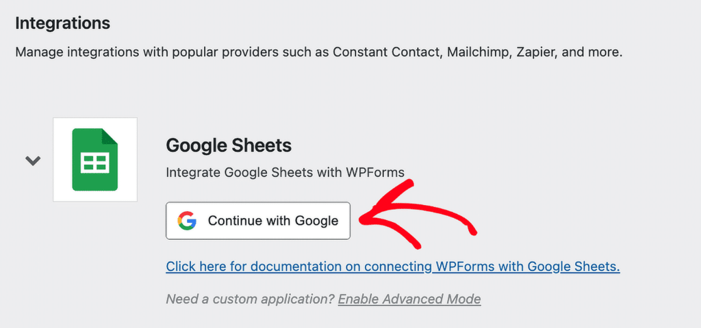 Google Seçeneğiyle Devam Et - WPForms continue with google option