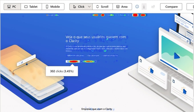 如何重新设计 WordPress 网站 – 分步指南 5 Microsoft's Clarity heat map