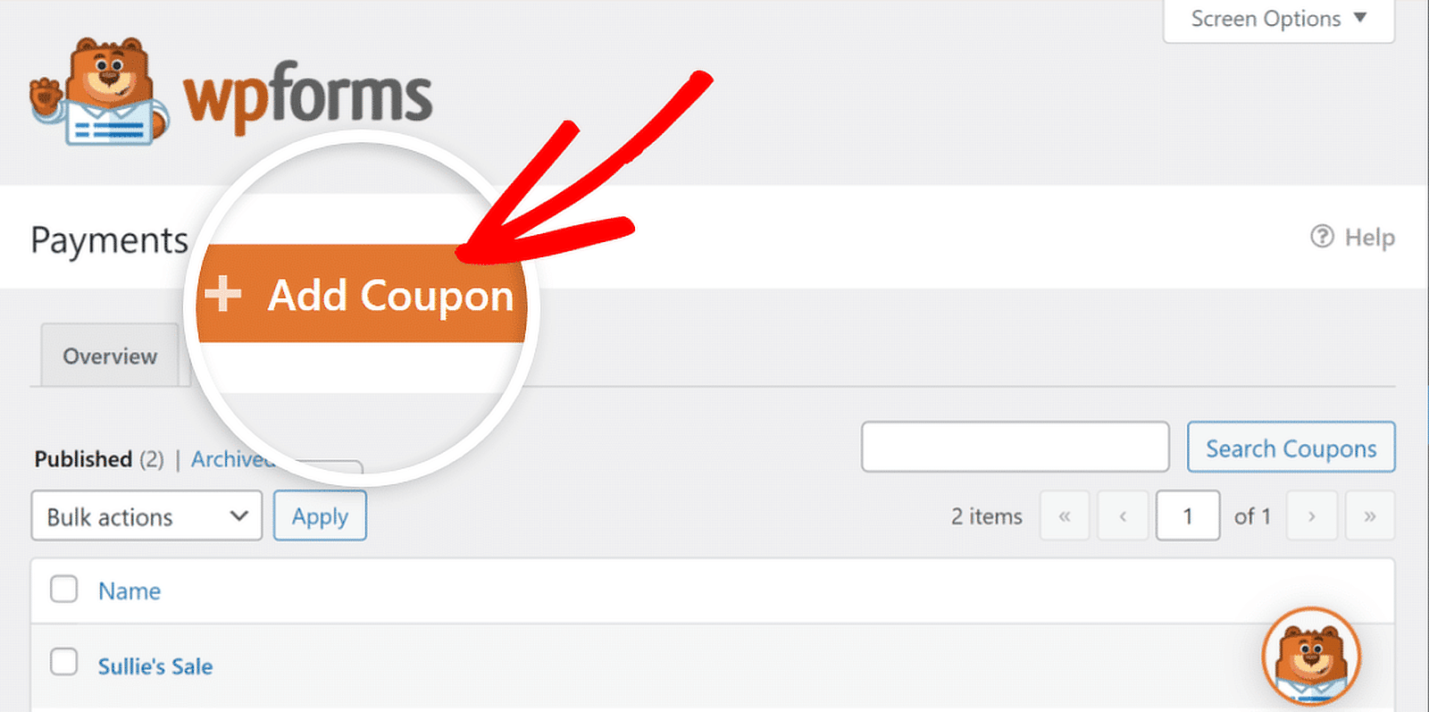 쿠폰 페이지 - WPForms coupon page