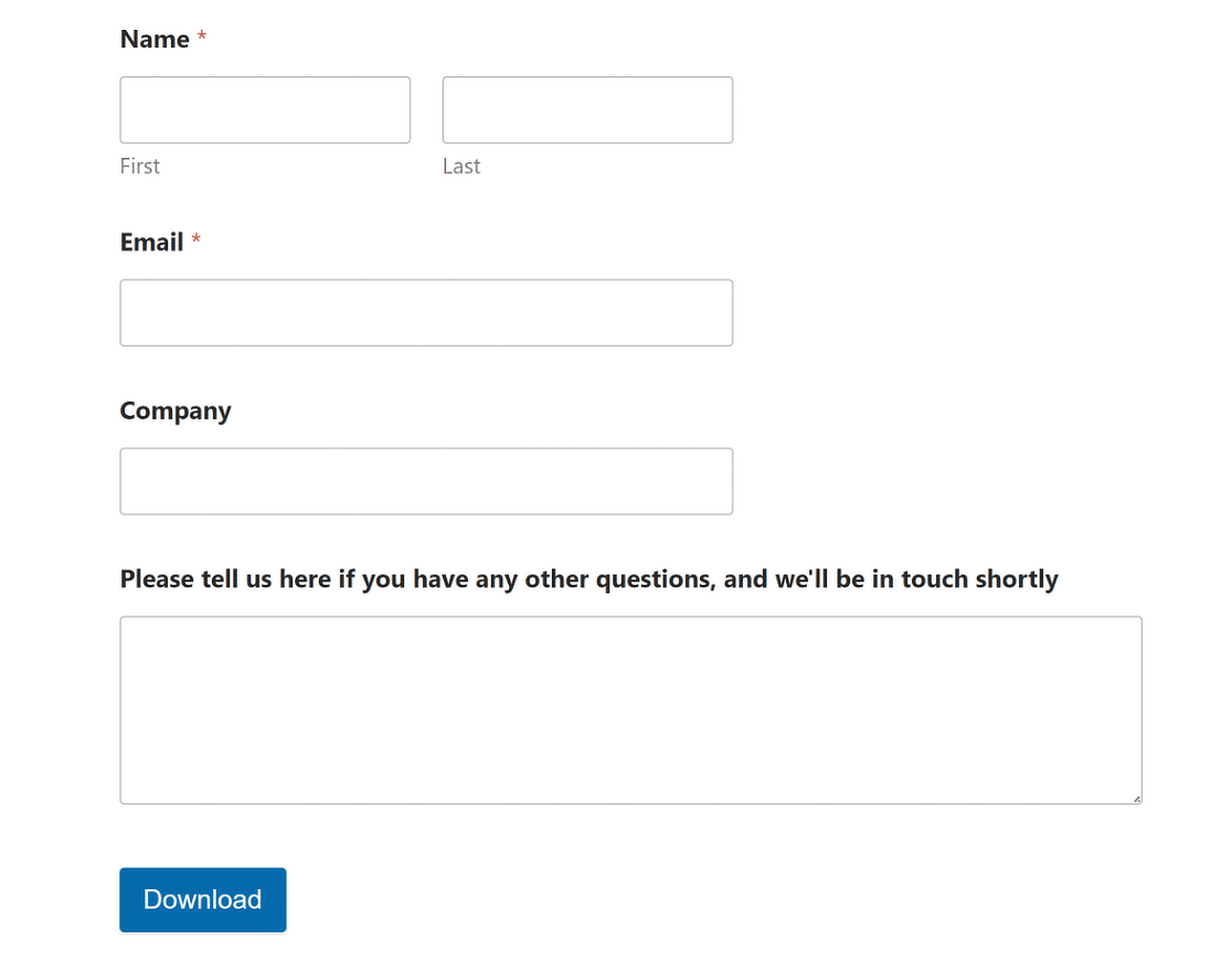 파일을 다운로드하려면 이메일이 필요합니다 - WPForms require email to download file