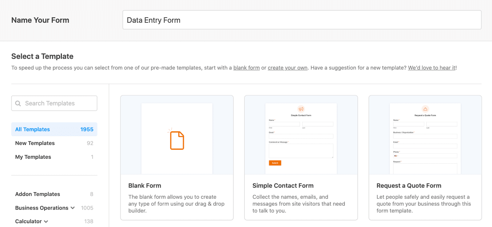 NomForm - WPForms Naming your form