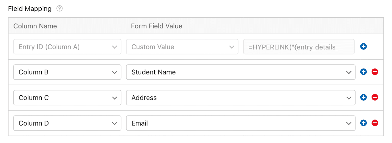 -WPForms Student registration field mapping