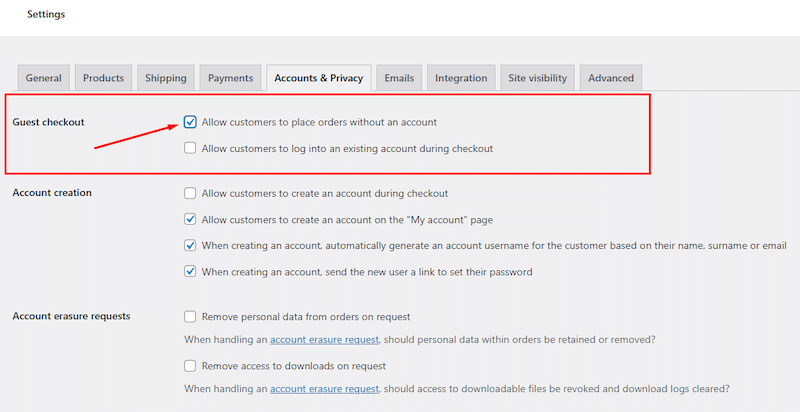 Consentire il checkout come ospite per migliorare le conversioni - Fonte: dashboard My WooCommerce