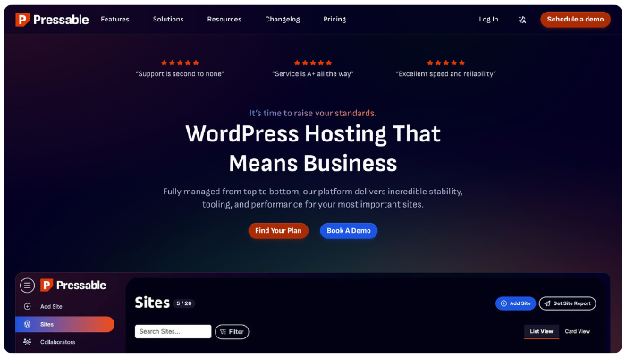 Las 4 mejores alternativas de WP Engine: servicios de alojamiento rápidos y confiables 1 pressable 545