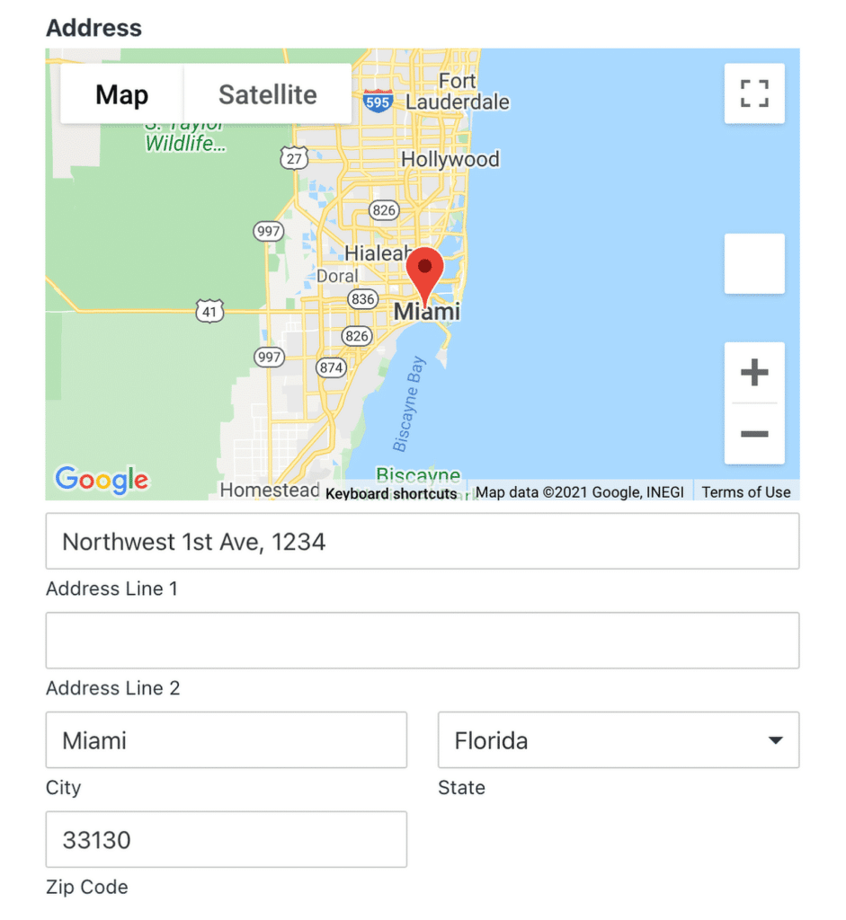 Coğrafi Konum Ön Uç Örneği - WPForms geolocation frontend example