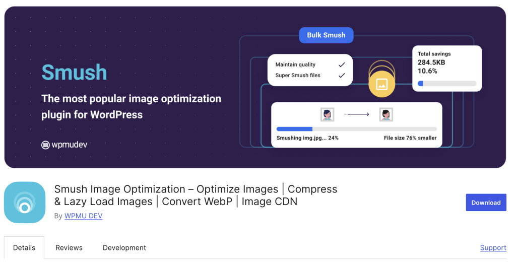 WordPress ウェブサイトに最適なコード最適化プラグイン 6 選 7 Smush Image Optimisation Plugin
