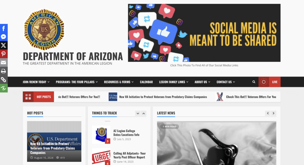 American Legion Arizona 웹사이트 - WPForms American Legion Arizona Website