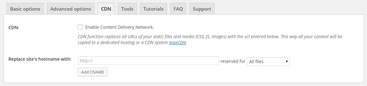 Le plugin WP Rocket, affichant l'onglet CDN.