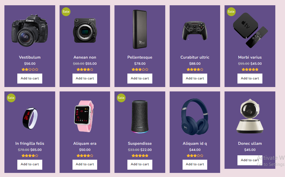 Cum să adăugați un cursor de produs în WooCommerce utilizând Elementor (7 aspecte) 8 grid product